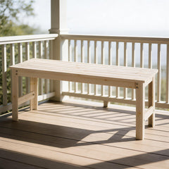 Backless Slatted Bench,Wood Outdoor Bench