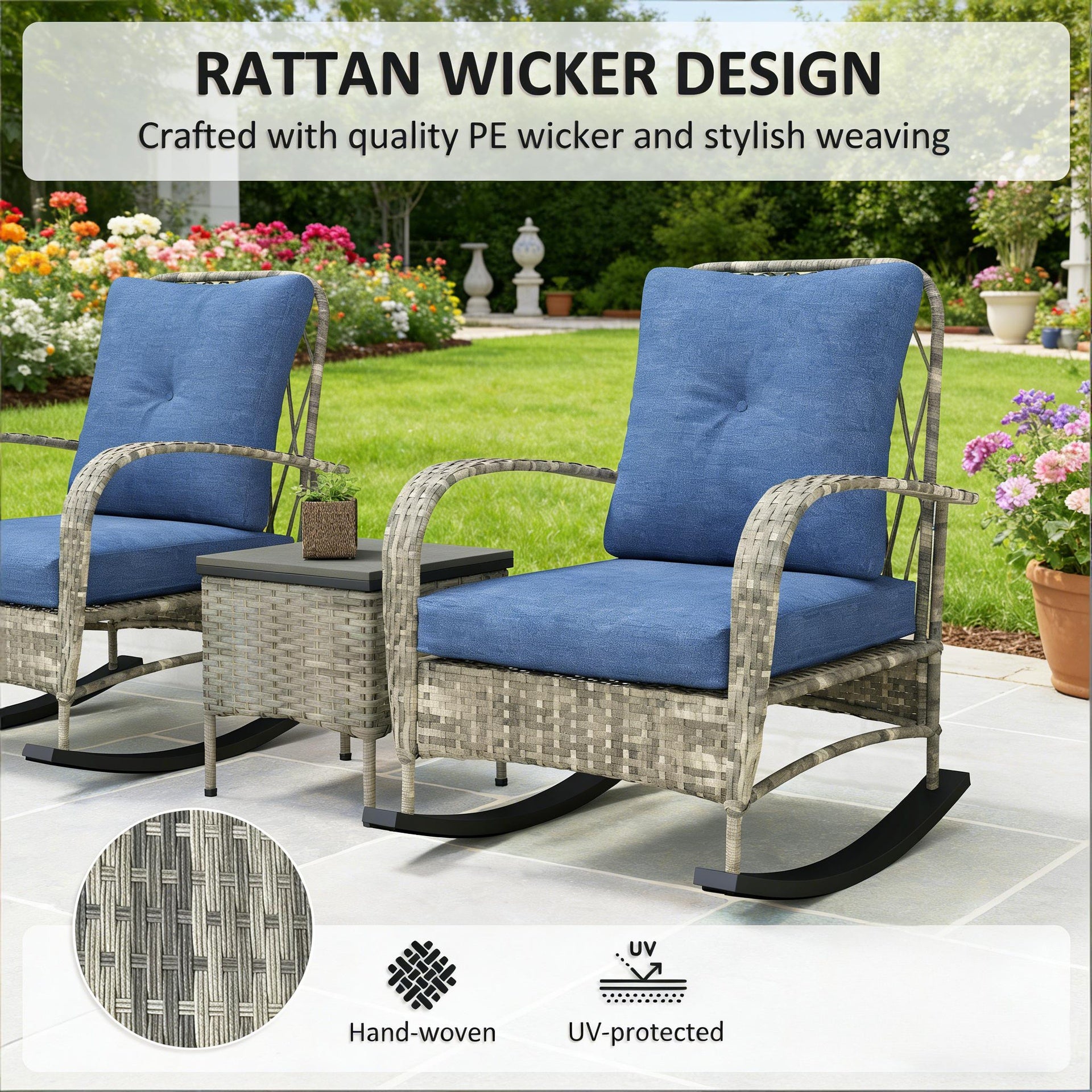 Balcony Furniture Set,3 Piece Wicker Patio Furniture Set