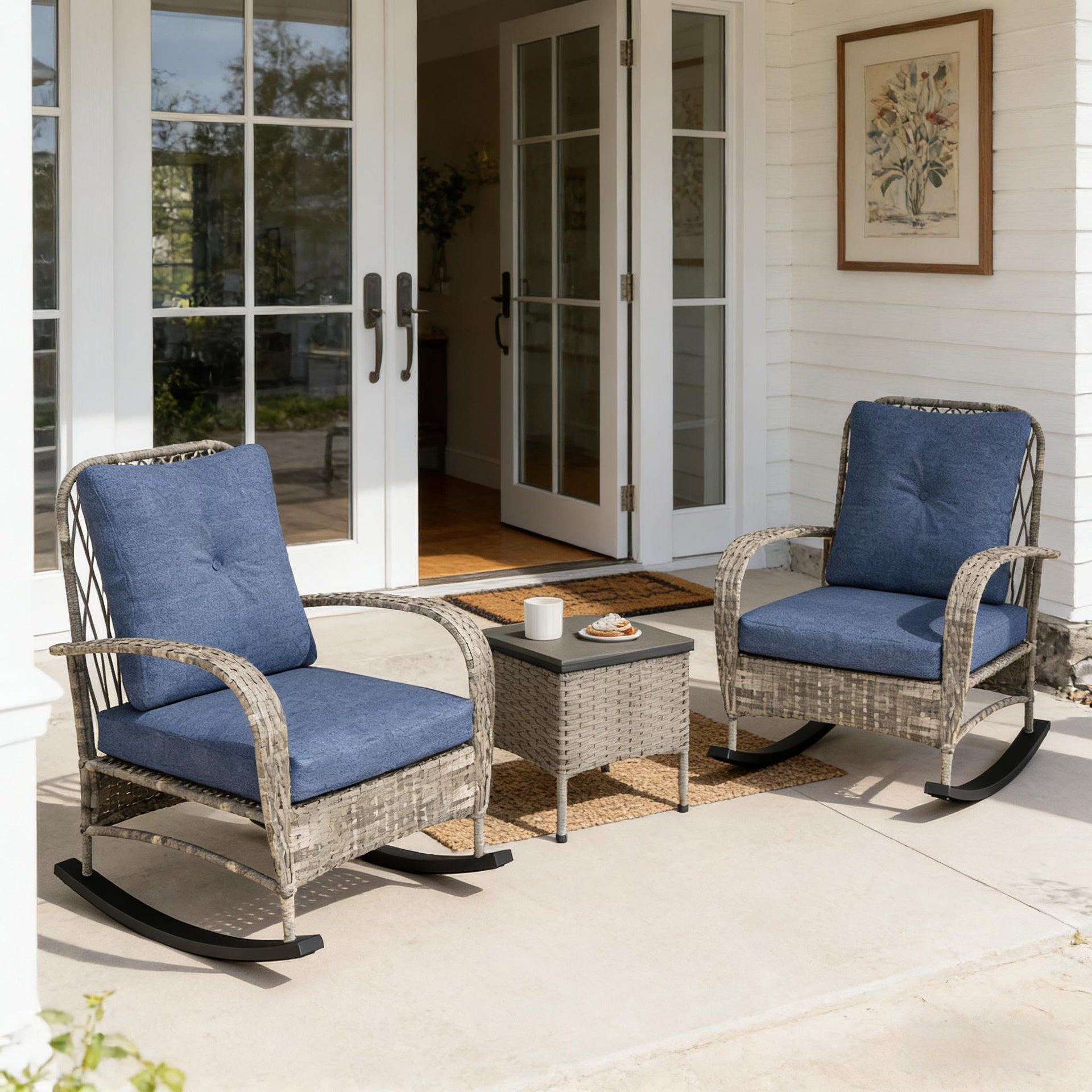 Balcony Furniture Set,3 Piece Wicker Patio Furniture Set