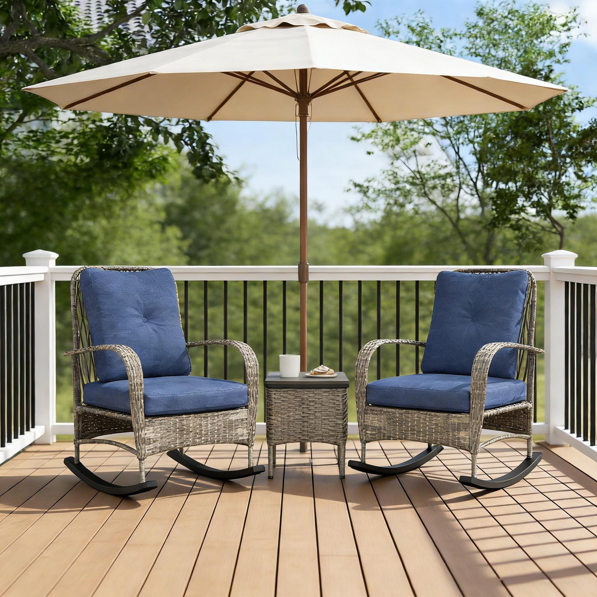 Balcony Furniture Set,3 Piece Wicker Patio Furniture Set
