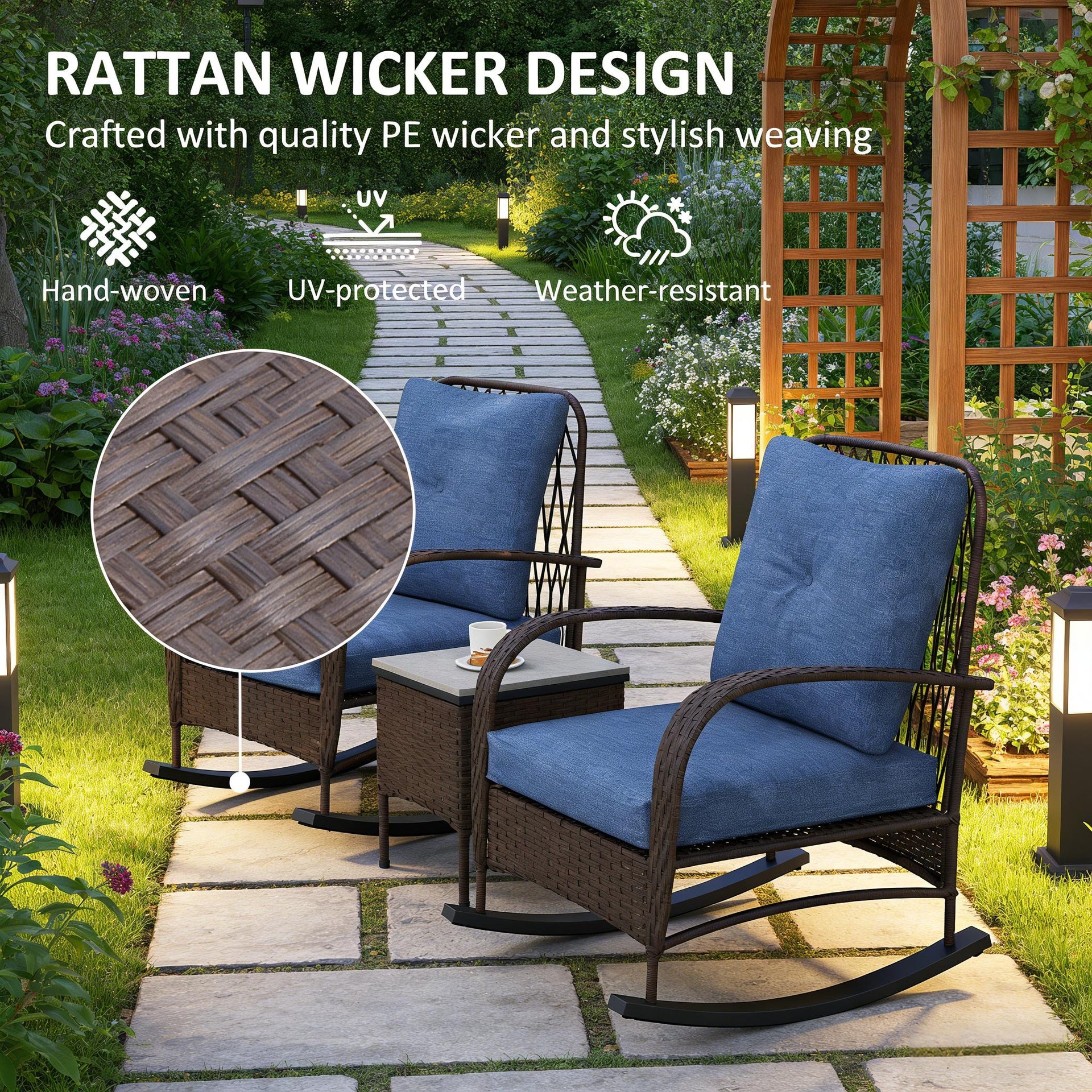 Bistro Set,Balcony Furniture Set,3 Piece Wicker Patio Furniture Set
