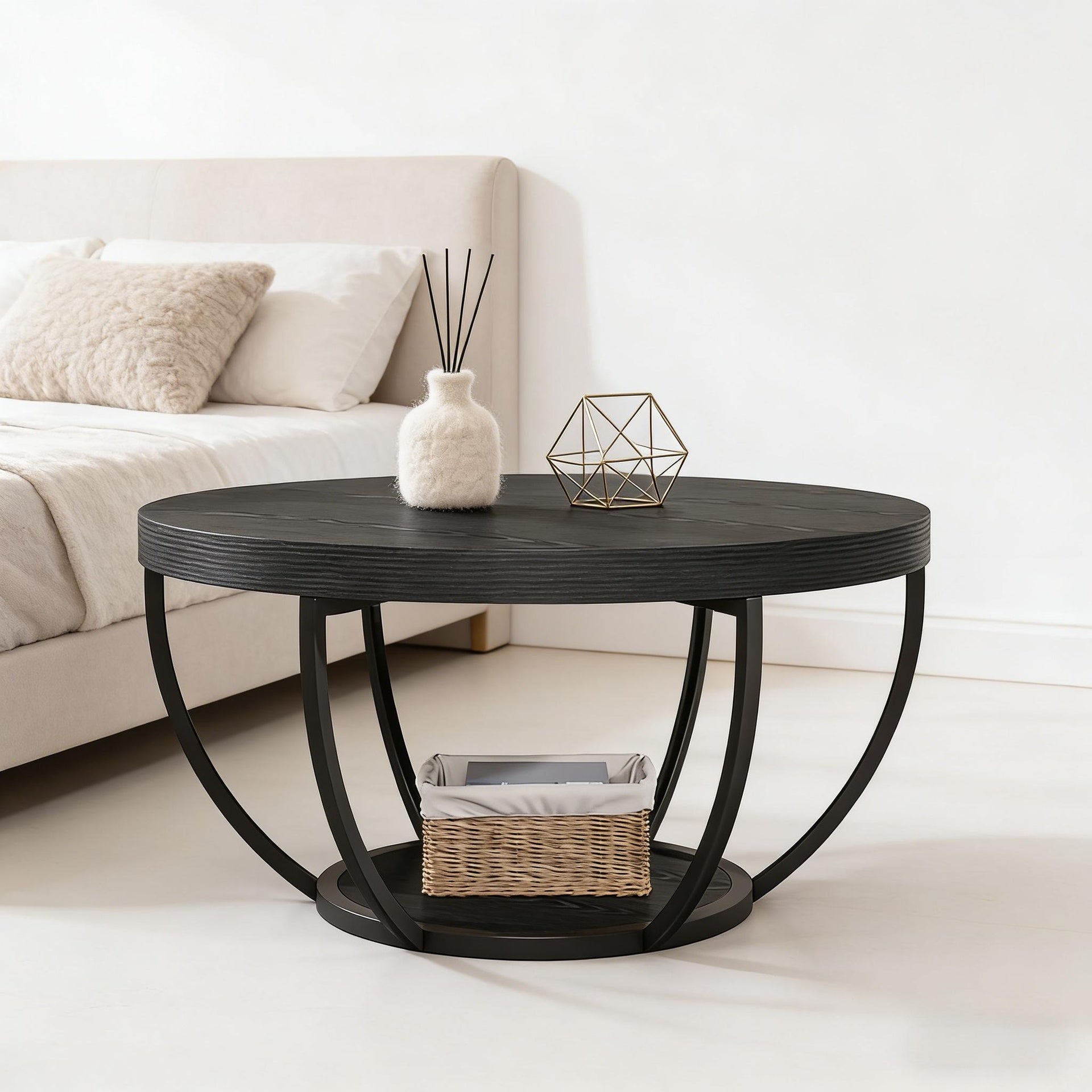 Round Chating Table,Central Table,2-Tier Coffee Table