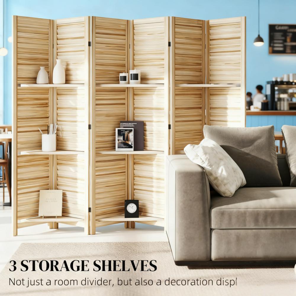6 Panel Folding Room Divider Screen Privacy Screen Freestanding
