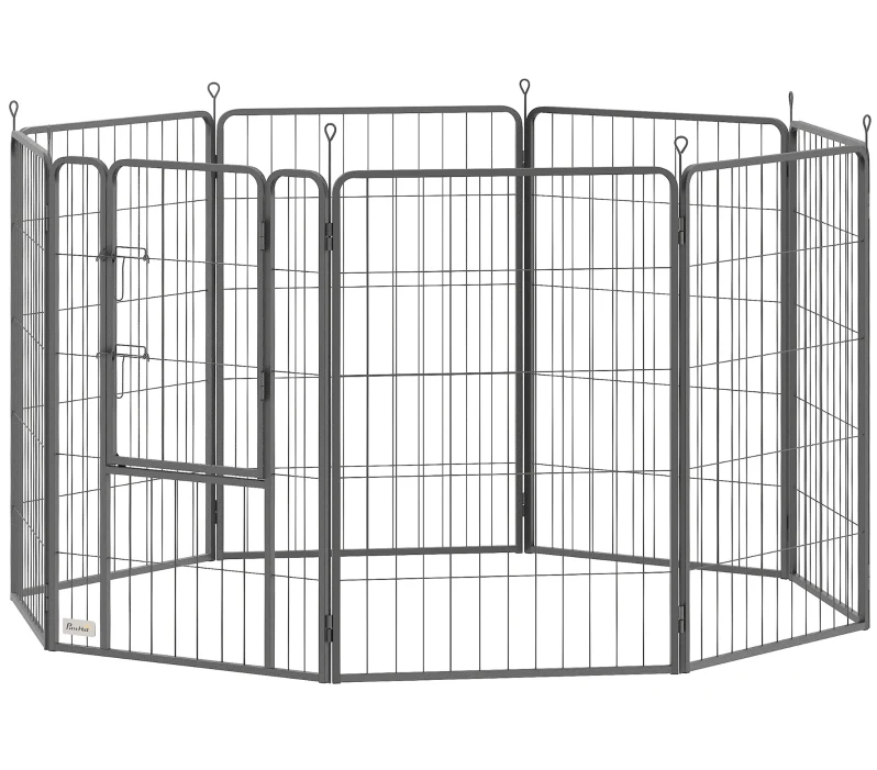 39 Inch Exercise Pen, 8 Panel Metal Pet Fence for Medium and Large Dogs, Black