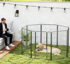 39 Inch Exercise Pen, 8 Panel Metal Pet Fence for Medium and Large Dogs, Black
