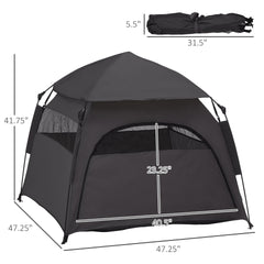 Dog Tent  with Carry Bag, for Beach, Backyard, Home, Dark Gray