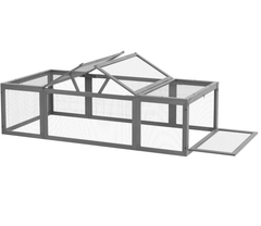 Large Wooden Rabbit Hutch  Habitat Enclosure Outdoor Run and Lockable Doors , Gray