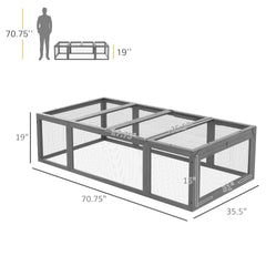 Large Wooden Rabbit Hutch  Habitat Enclosure Outdoor Run and Lockable Doors , Gray