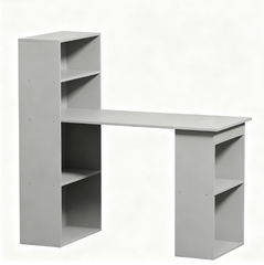 Compact Computer Desk , Writing Table Workstation with Bookshelf for Home Office, Gray