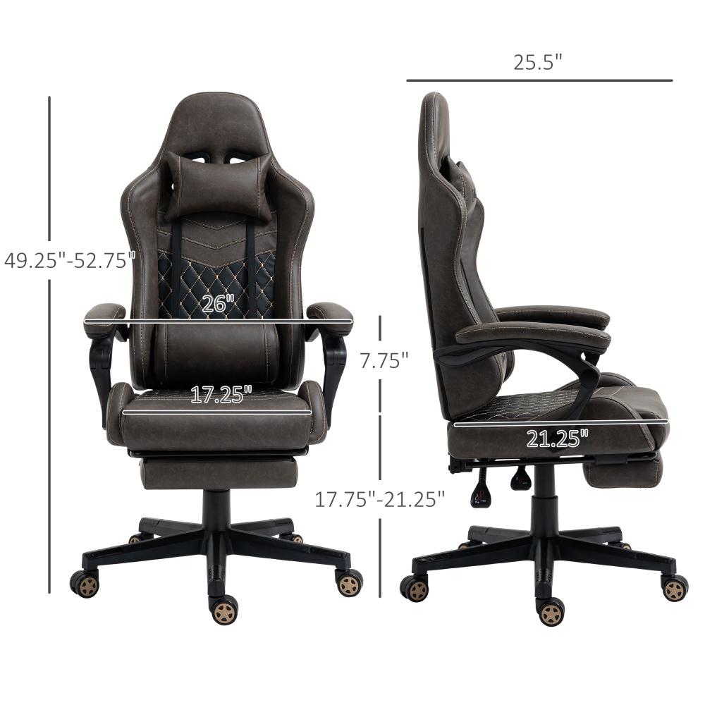 PU Leather Office Gamer Chair High Back Swivel Recliner with Footrest,Lumbar Support,Adjustable Height