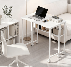 Folding Computer Desk,with Storage Bag, Shelf and Wheels for Small Spaces, Home Office