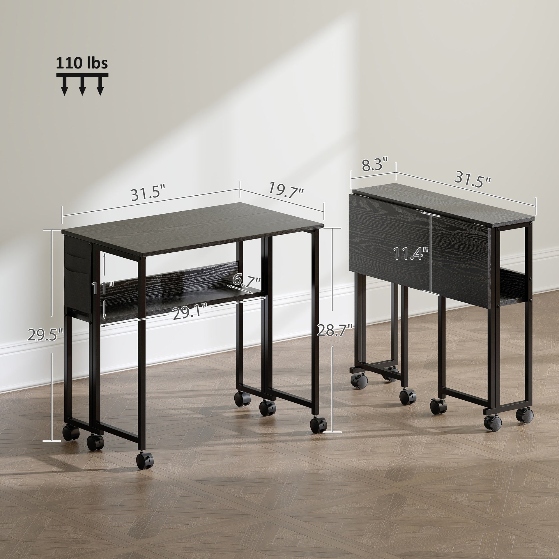 Foldable Desk with Storage Bag,Folding Computer Desk,for Small Spaces, Home Office