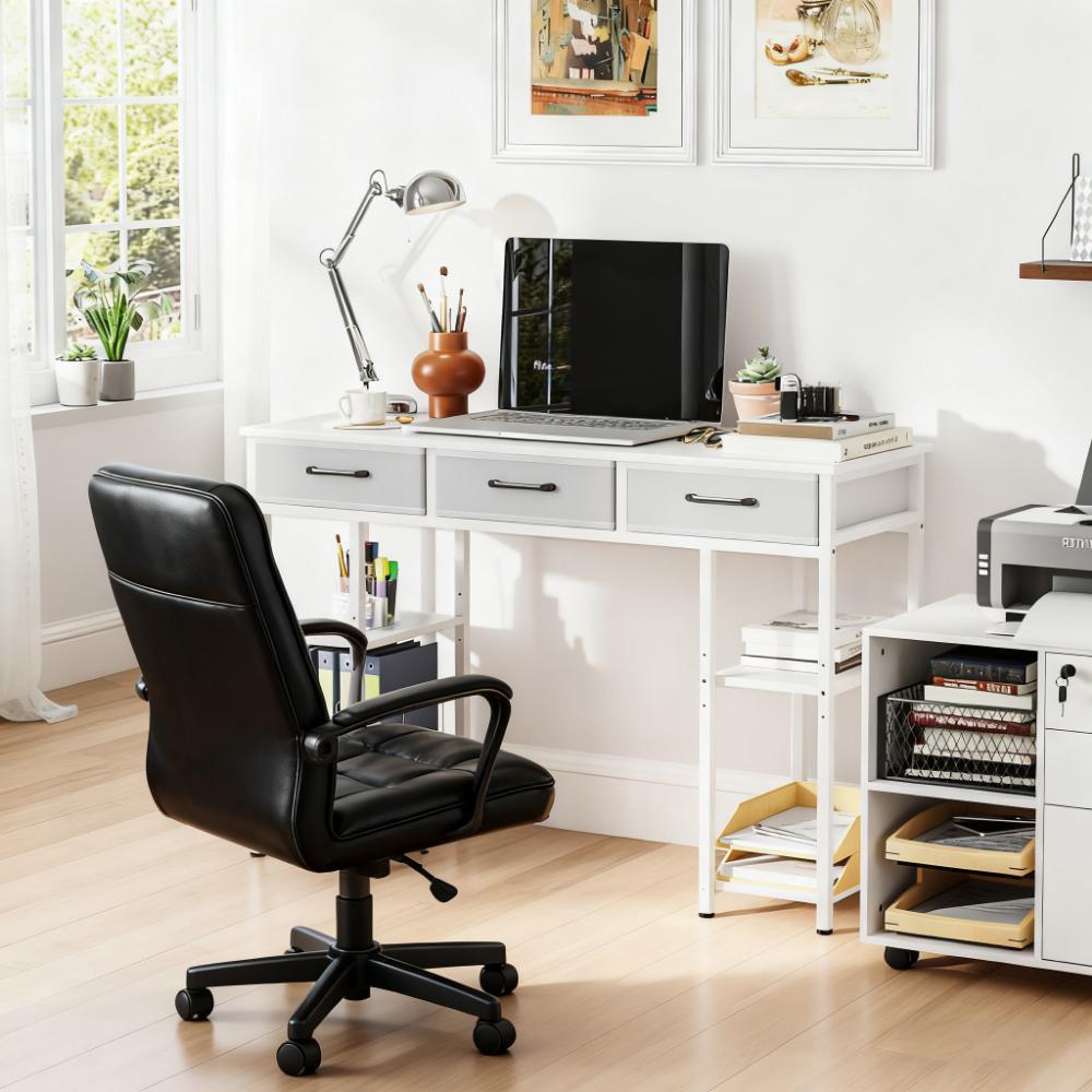 Small Computer Desk, Writing Desk with Fabric Drawers,For Home and Office