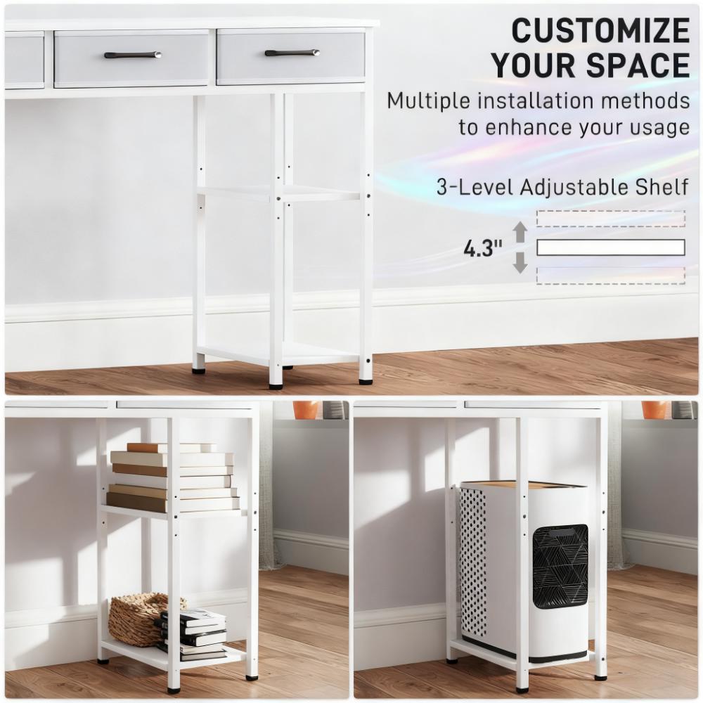 Small Computer Desk, Writing Desk with Fabric Drawers,For Home and Office