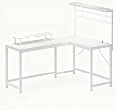 Computer Desk,L Shaped Gaming Desk with Power Outlets & LED Lights,with Monitor Stand and CPU Shelf