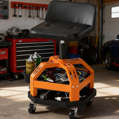 Capacity Mechanic Stool,Rolling Creeper Garage Stool,Tool Tray, Adjustable Height