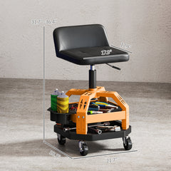 Capacity Mechanic Stool,Rolling Creeper Garage Stool,Tool Tray, Adjustable Height