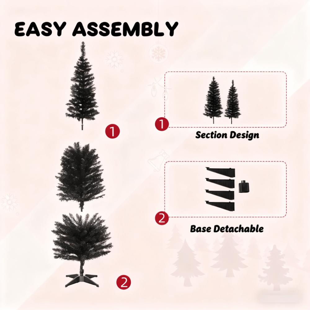 Slim Xmas Tree with Realistic Branch Tips and Plastic Stand,Artificial Christmas Tree