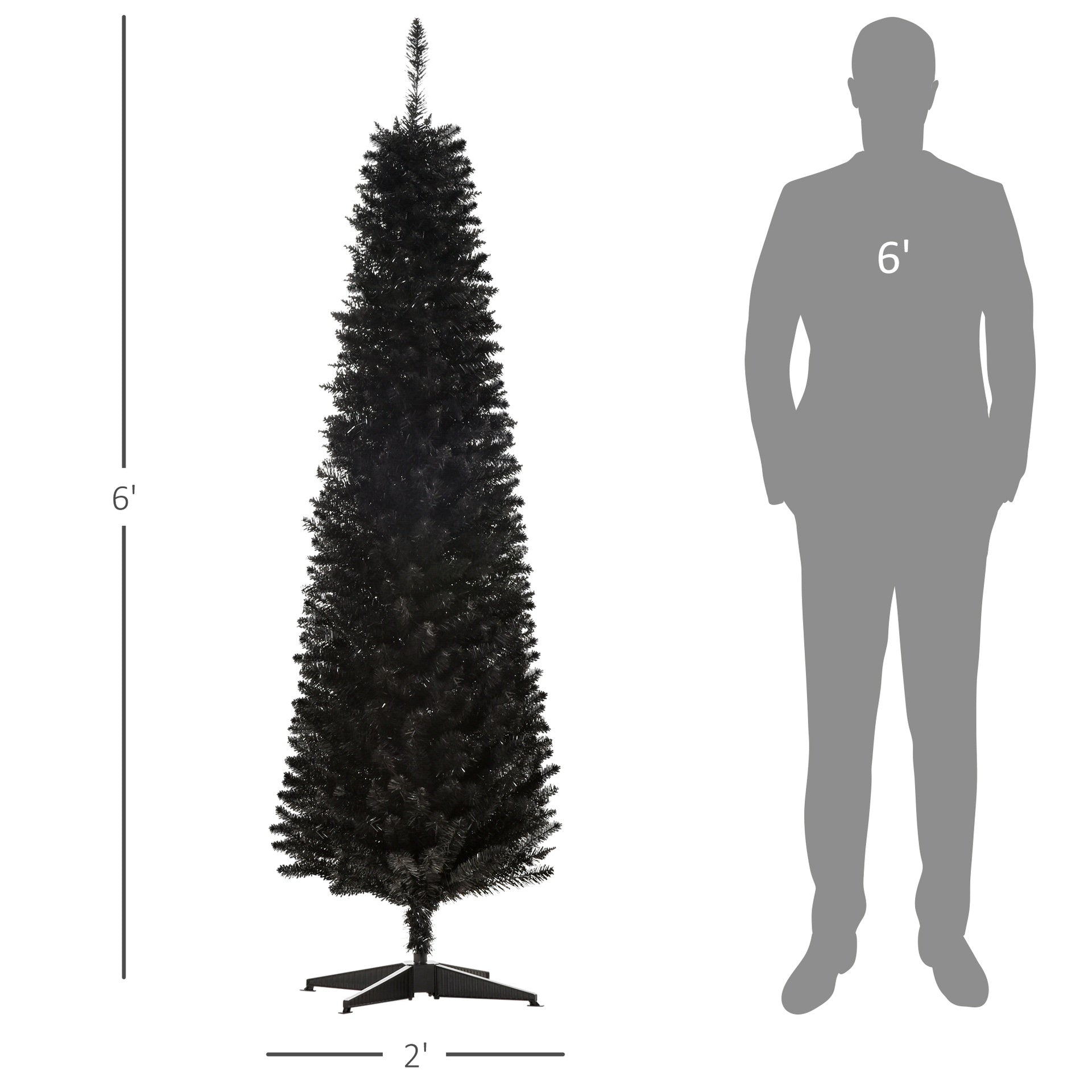 Slim Xmas Tree with Realistic Branch Tips and Plastic Stand,Artificial Christmas Tree