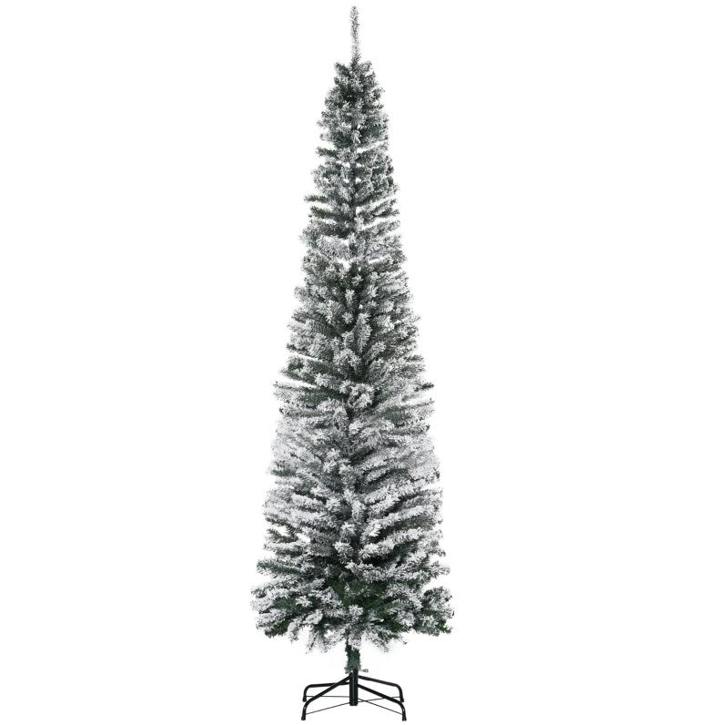 Christmas Yard Decor,Flocked Christmas Tree with Faux Snow, Dense Branches