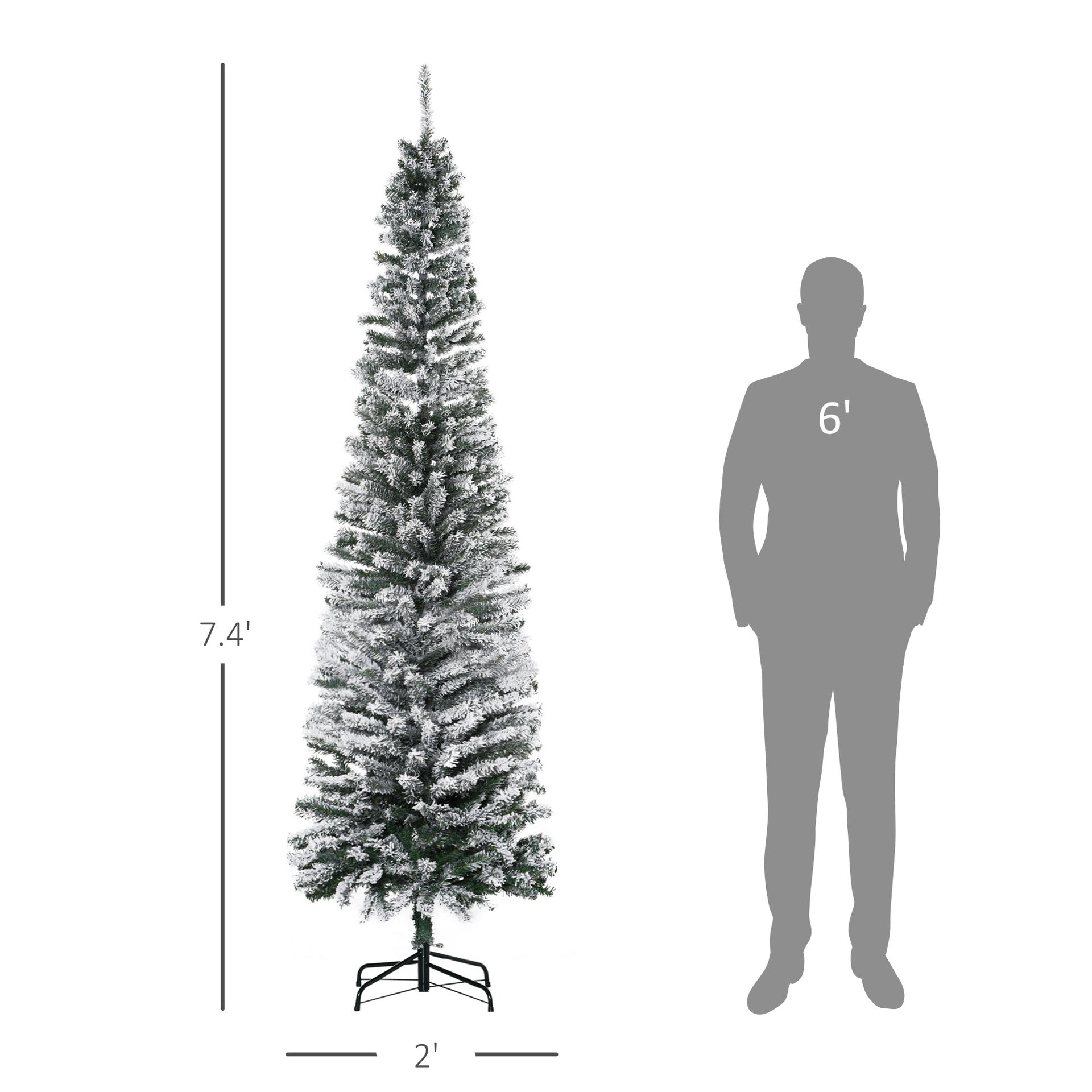 Christmas Yard Decor,Flocked Christmas Tree with Faux Snow, Dense Branches