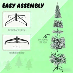 Christmas Yard Decor,Flocked Christmas Tree with Faux Snow, Dense Branches