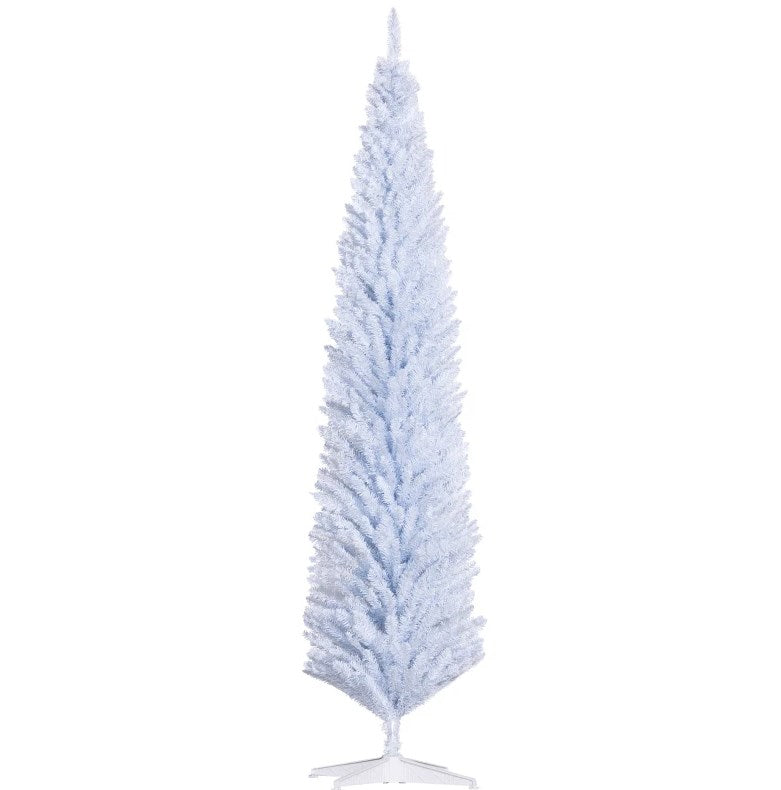 Christmas Tree,8ft Pencil Artificial Christmas Tree with Realistic Branches and 618 Tips, Plastic Base