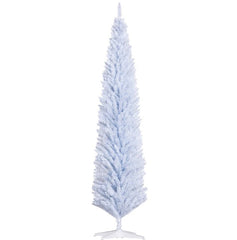Christmas Tree,8ft Pencil Artificial Christmas Tree with Realistic Branches and 618 Tips, Plastic Base