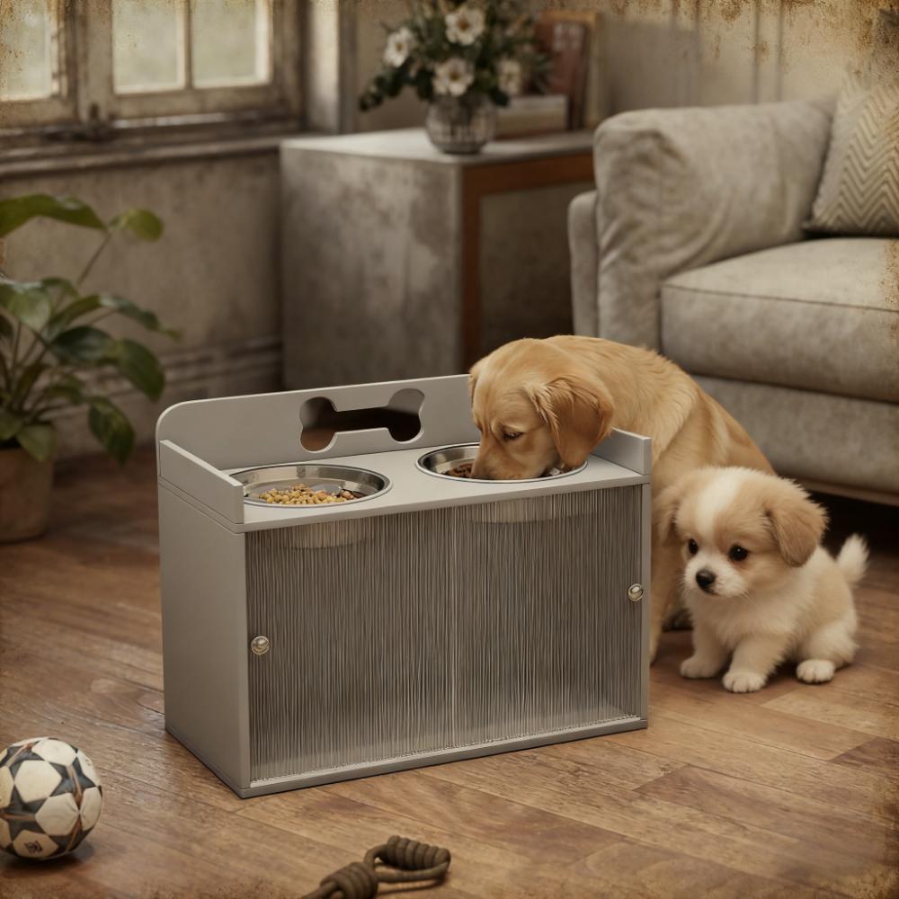 Elevated Dog Bowls with 2 Stainless Steel Bowl