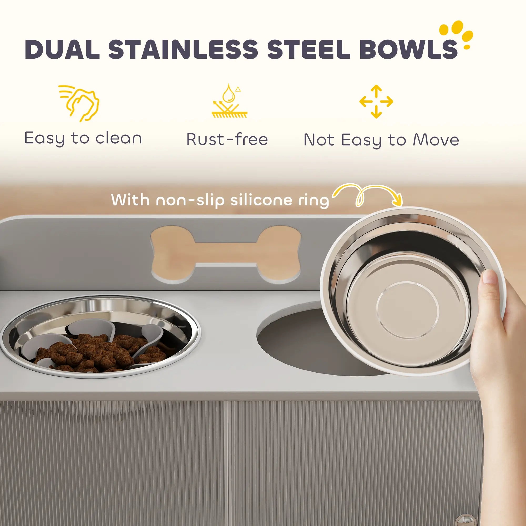 Elevated Dog Bowls with 2 Stainless Steel Bowl