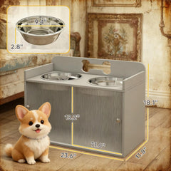 Elevated Dog Bowls with 2 Stainless Steel Bowl