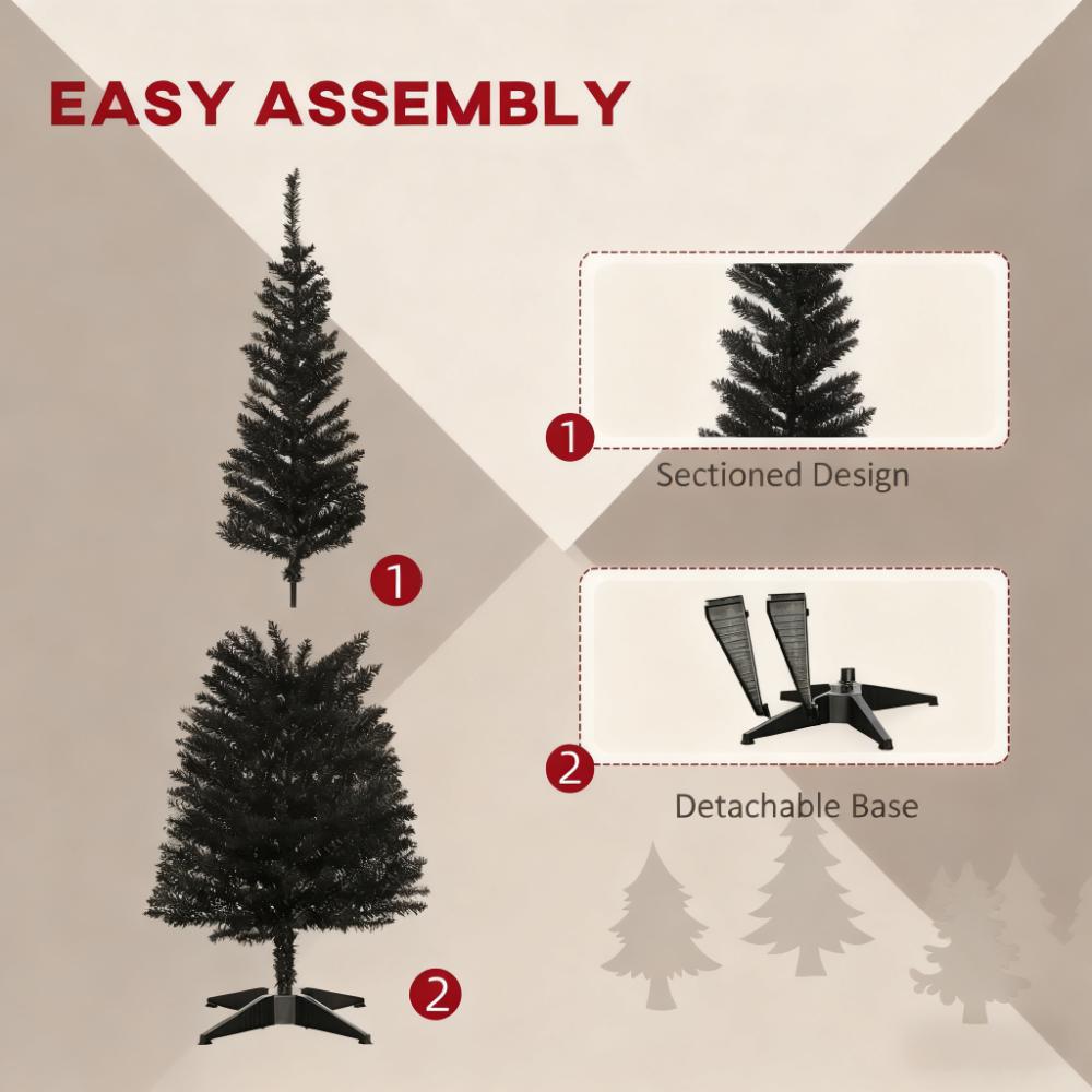 Slim Xmas Tree with Plastic Stand,5' Artificial Pencil Christmas Tree with Easy Setup
