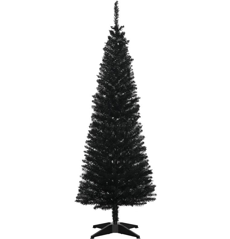 Slim Xmas Tree with Plastic Stand,5' Artificial Pencil Christmas Tree with Easy Setup