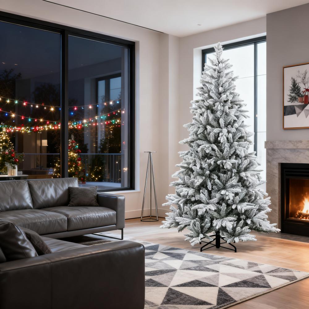 Hinged Xmas Tree,Artificial Flocked Christmas Tree with Snow Tips, Easy Assembly,for Festive Christmas Decor