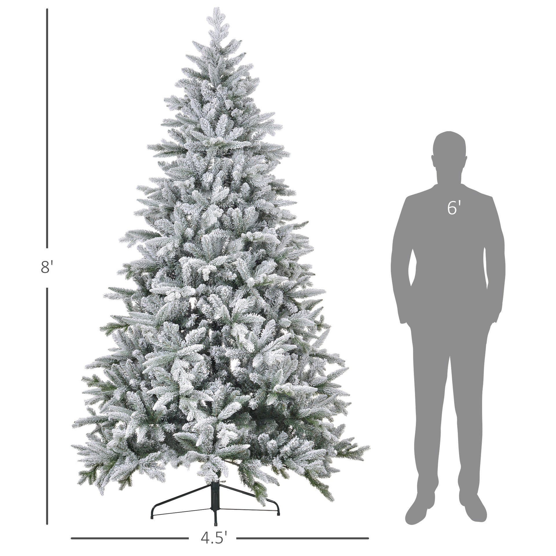 Festive Christmas Decor Artificial Flocked Christmas Tree with Snow Tips,Hinged Xmas Tree