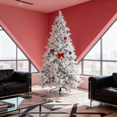 Festive Christmas Decor Artificial Flocked Christmas Tree with Snow Tips,Hinged Xmas Tree