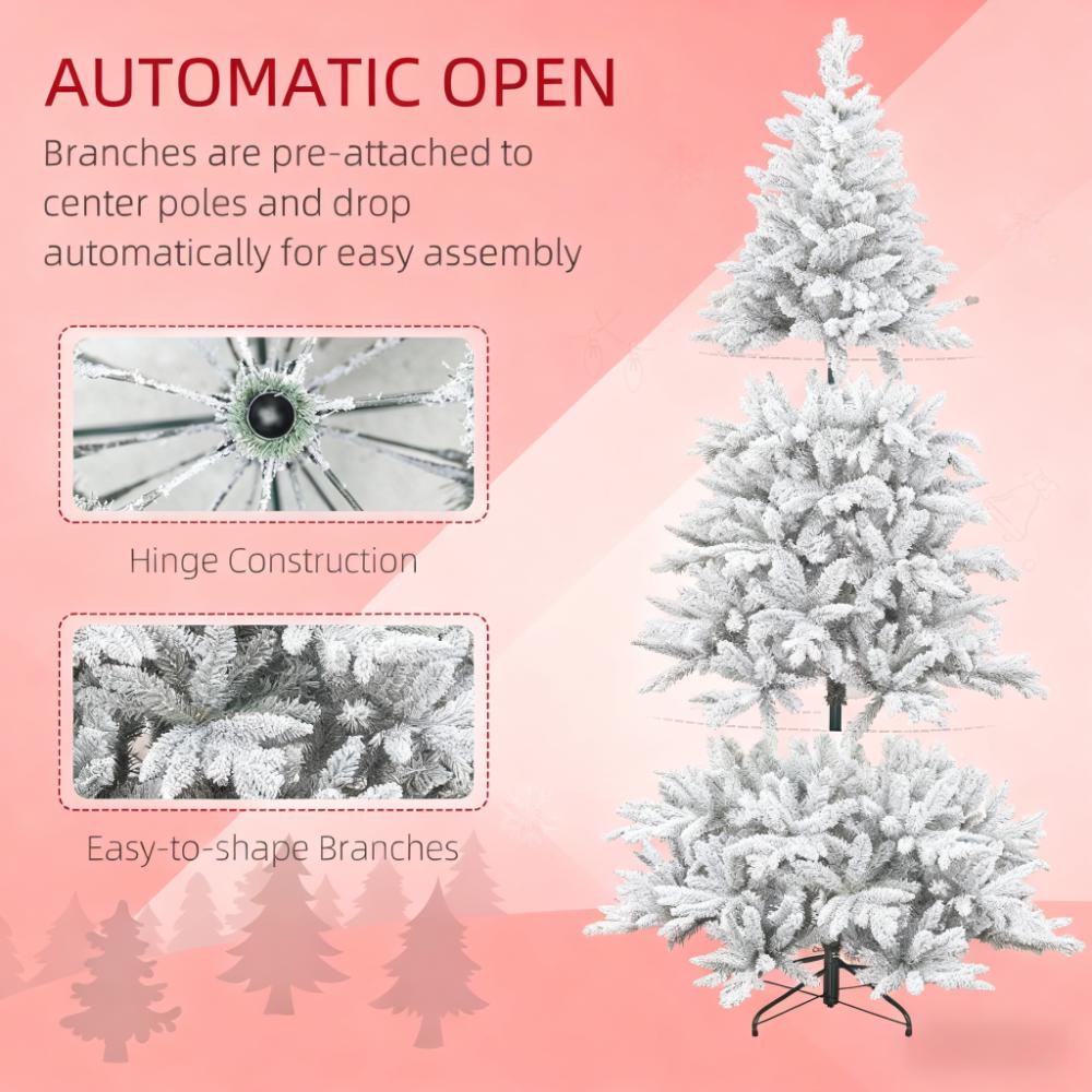 Snowy Artificial Christmas Tree with Easy Assembly–A Cozy Addition to Your Living Room Corner for Festive Season
