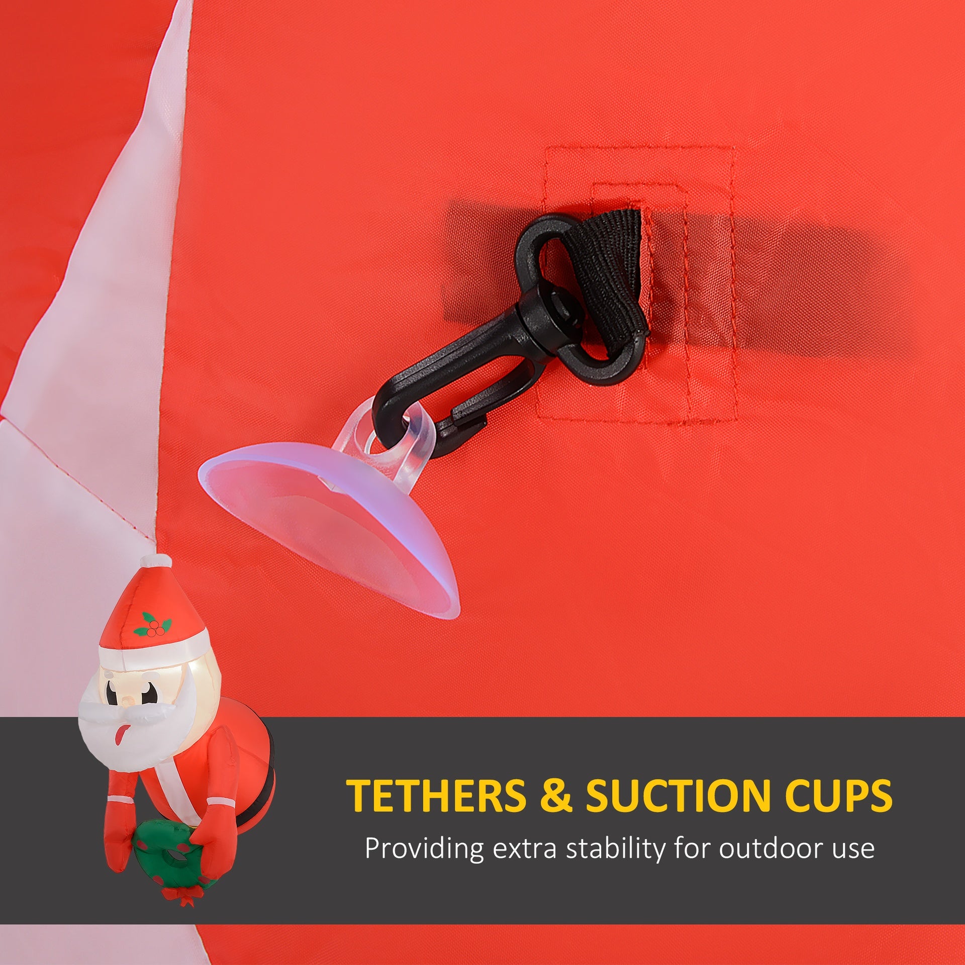 Inflatable Santa Claus Holding Wreath LED Lights, Blow-Up Outdoor Hanging Display