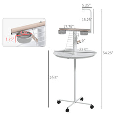 Easy to Move Bird Stand with Wheels, Feed Bowls, Round Tray,Bird Feeder Station