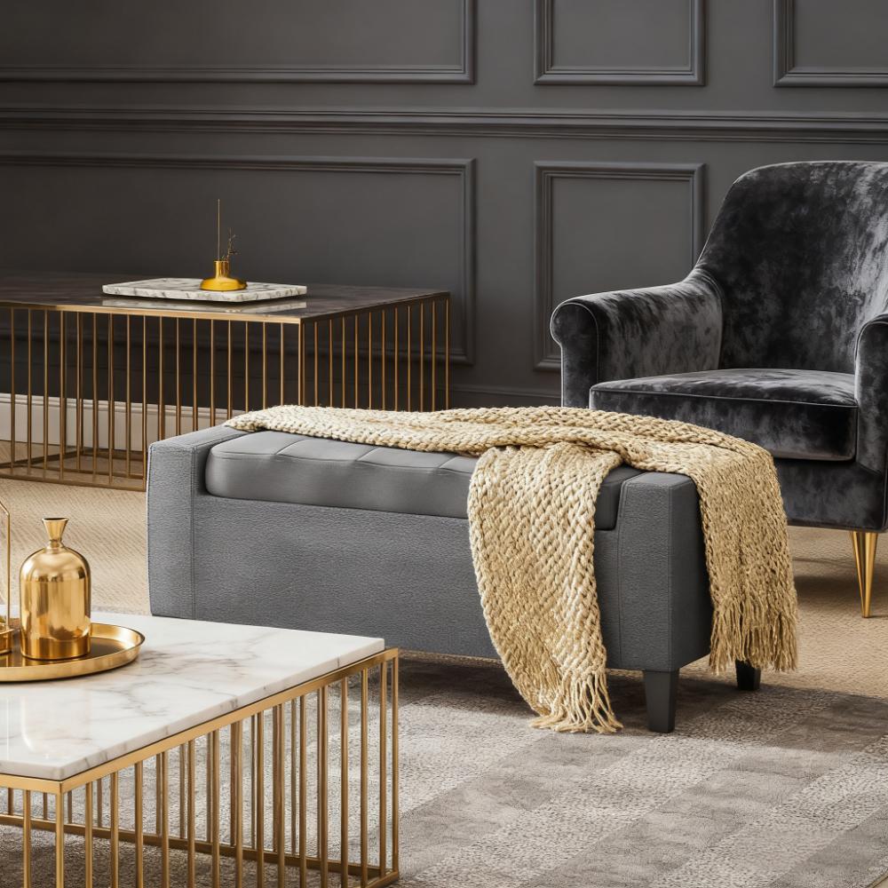 Upholstered Entryway Bench with Seating,Storage Ottoman Bench,with Lift Top and Rubberwood Legs