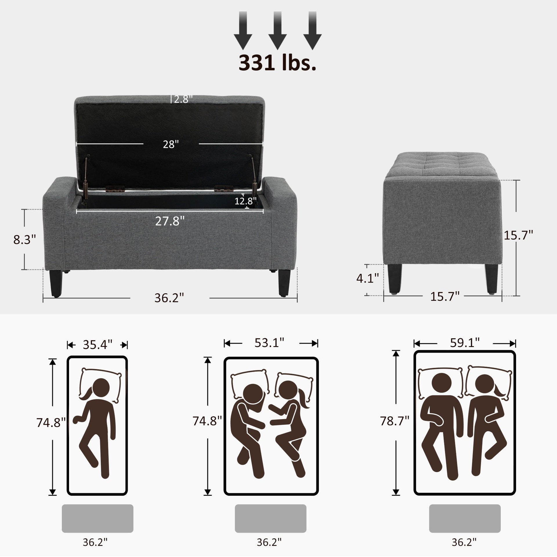Upholstered Entryway Bench with Seating,Storage Ottoman Bench,with Lift Top and Rubberwood Legs