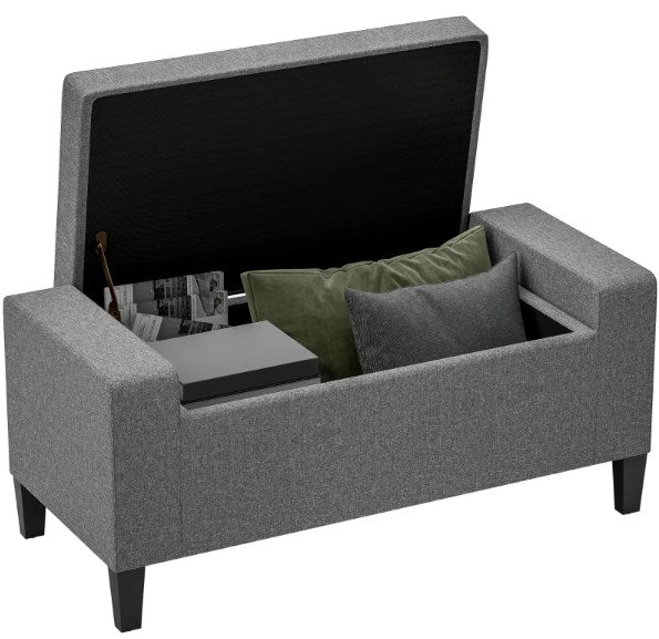 Upholstered Entryway Bench with Seating,Storage Ottoman Bench,with Lift Top and Rubberwood Legs