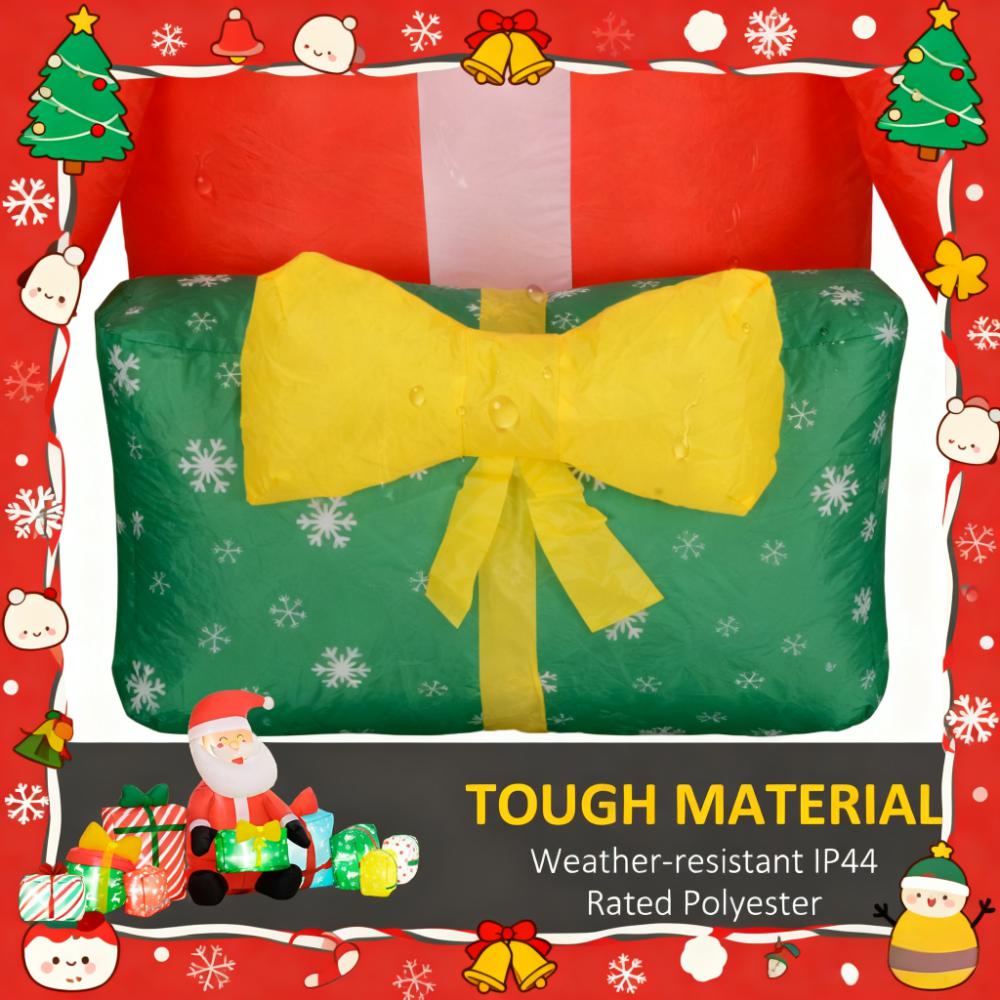 Blow-Up Outdoor Display for Holiday,Inflatable Santa Claus and Gift Boxes,White LED Lights