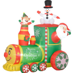 Chirsmas Inflatable Train with Santa Claus, Snowman, Blow-Up Outdoor Display