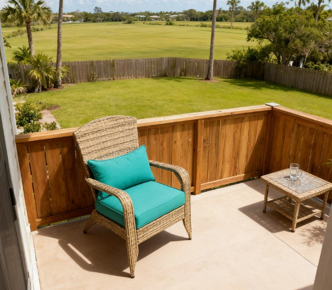 Tall Curved Backrest Chair,Patio Adirondack Chair with Rattan Wicker, Soft Cushions