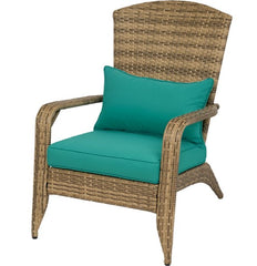 Tall Curved Backrest Chair,Patio Adirondack Chair with Rattan Wicker, Soft Cushions