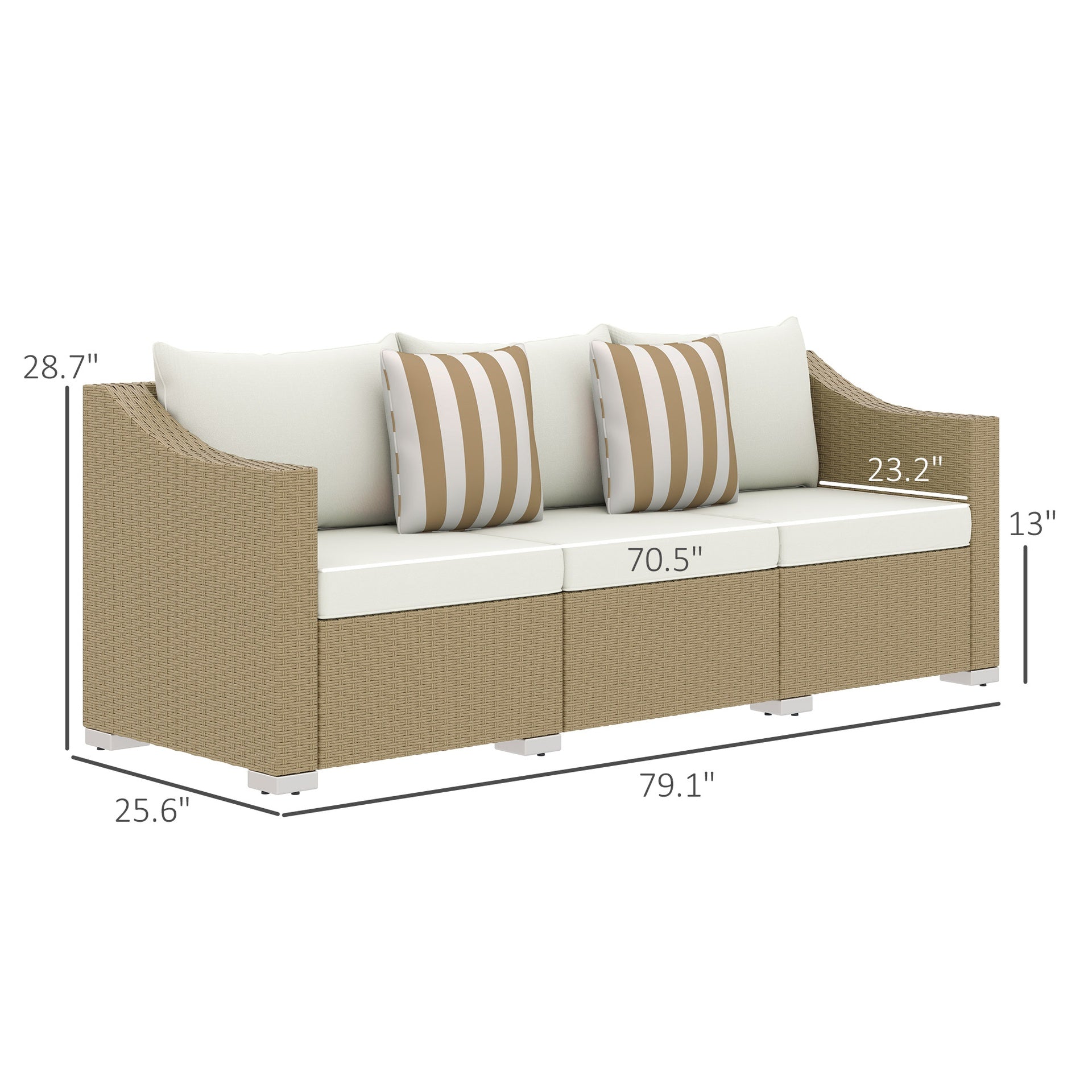 Outdoor Furniture Rattan Sofa,Rattan Wicker Seater Patio Couch with Cushions,Throw Pillows