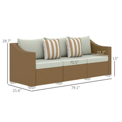 Rattan Wicker Seater Patio Couch,Outdoor Furniture Rattan Sofa,with Cushions,Throw Pillows