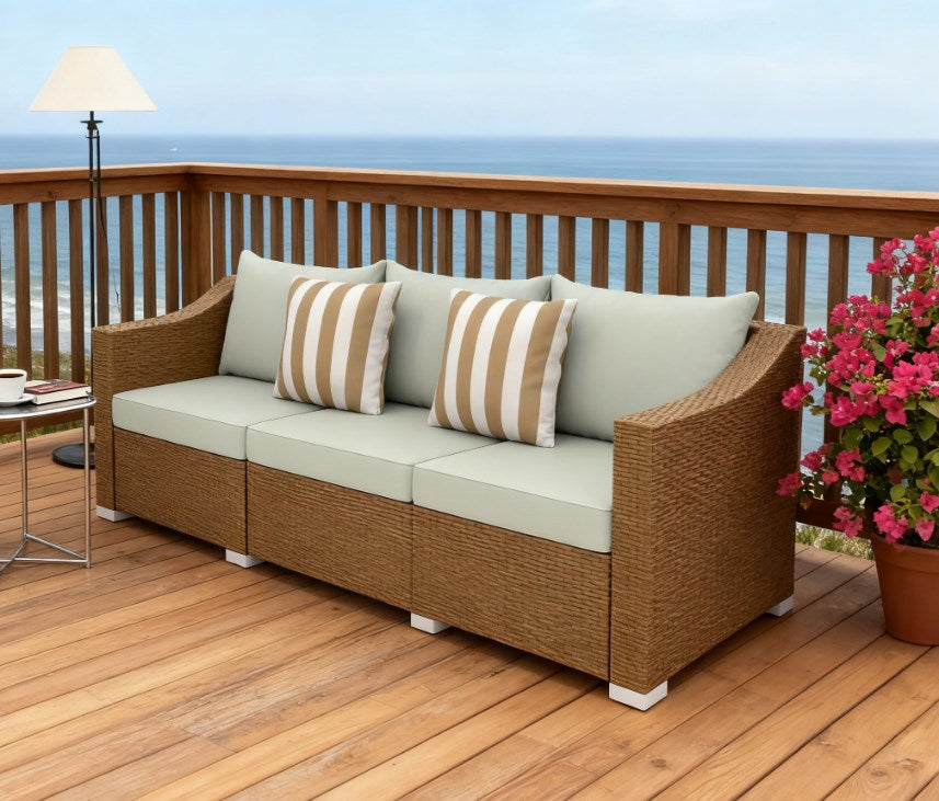 Rattan Wicker Seater Patio Couch,Outdoor Furniture Rattan Sofa,with Cushions,Throw Pillows