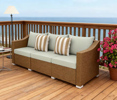 Rattan Wicker Seater Patio Couch,Outdoor Furniture Rattan Sofa,with Cushions,Throw Pillows